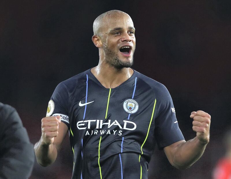 SOUTHAMPTON, ENGLAND - DECEMBER 30:  Vincent Kompany of Manchester City celebrates victory after the Premier League match between Southampton FC and Manchester City at St Mary's Stadium on December 29, 2018 in Southampton, United Kingdom.  (Photo by Dan Istitene/Getty Images)