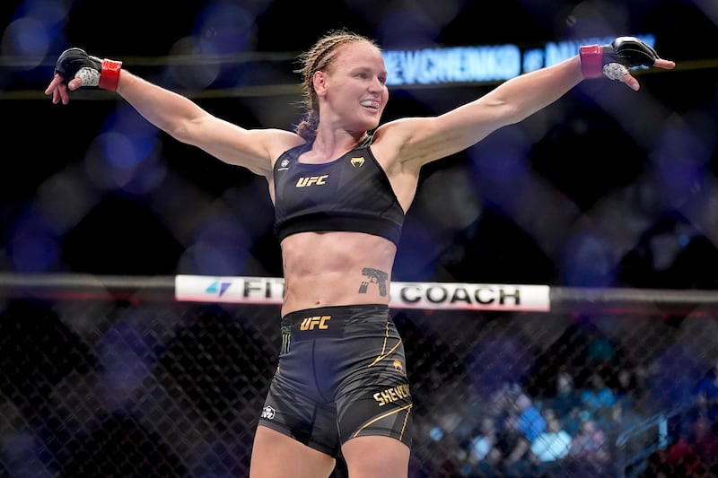 Valentina Shevchenko celebrates after defeating Lauren Murphy. AP Photo