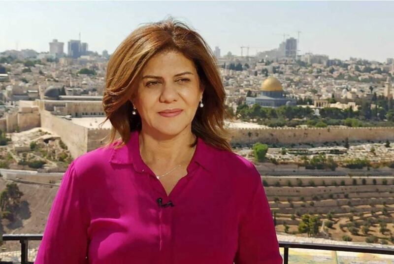 Shireen Abu Akleh during one of her reports from Jerusalem. AFP/ Al Jazeera