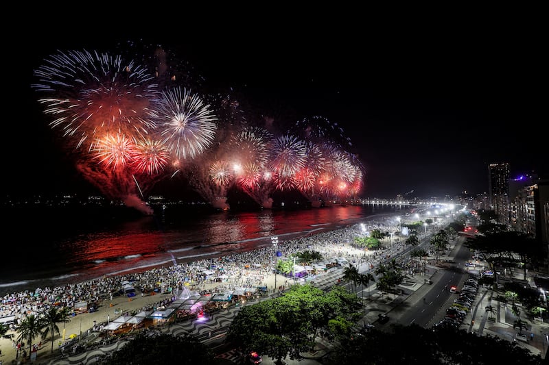 Fireworks at Copacabana beach in Rio de Janeiro. Reuters