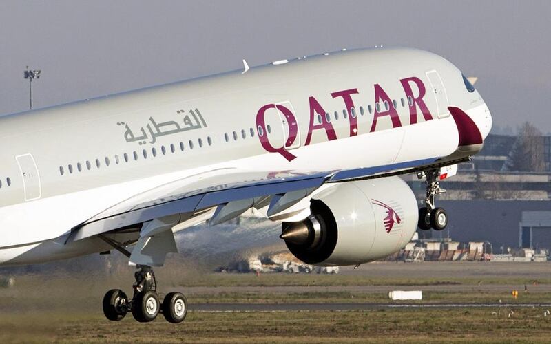 An Airbus A350 XWB takes off during a delivery ceremony to Qatar Airways in Colomiers, Southern France. EPA