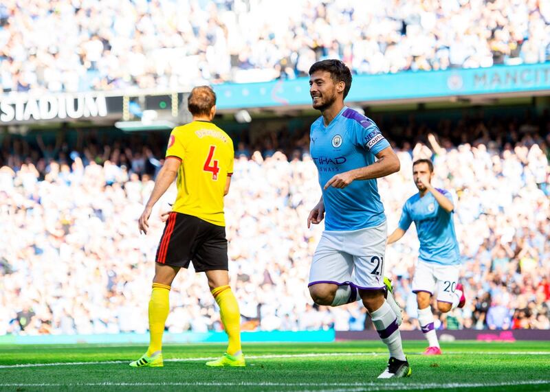 Manchester City's David Silva celebrates after scoring. EPA