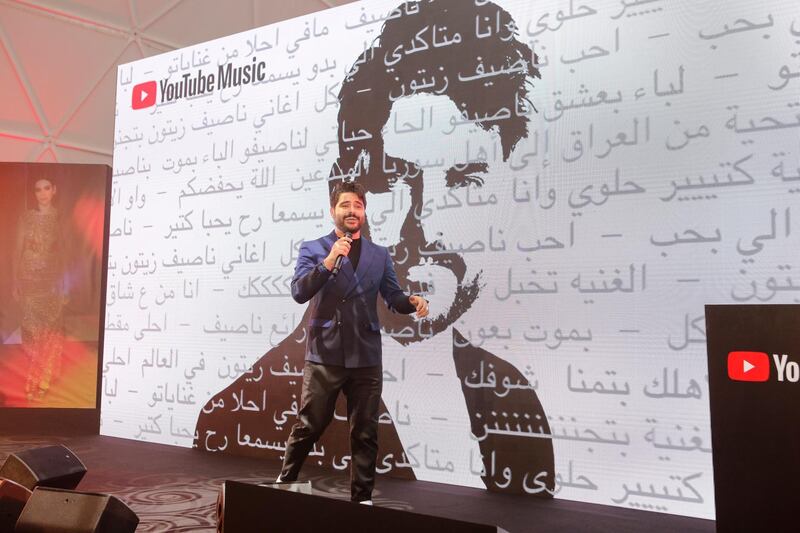 Nassif Zeytoun performs at YouTube Music launch in Dubai on September 10, 2019. Courtesy YouTube