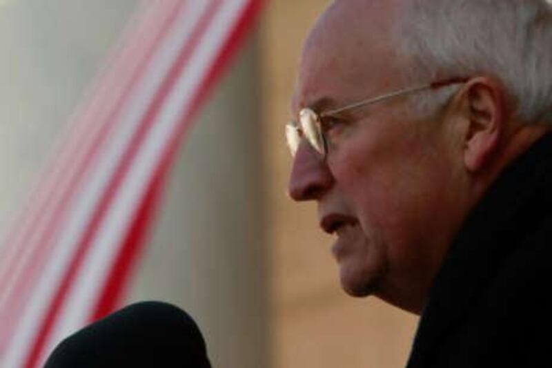 ARLINGTON, VA - NOVEMBER 11: U.S. Vice President Dick Cheney speaks during Veterans Day ceremonies at Arlington National Cemetery November 11, 2008 in Arlington, Virginia. Today marks the 55th anniversary of the national holiday, held on the anniversary of the end of World War I, which honors all those who have served their country in the military.   Win McNamee/Getty Images/AFP