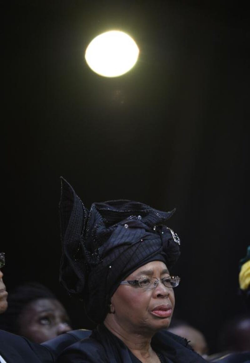  Graca Machel, the widow of Nelson Mandela, arrives at the funeral ceremony. Odd Andersen / AFP Photo