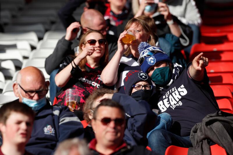 Bristol Bears fans before the match against Gloucester Rugby at Ashton Gate Stadium. Reuters