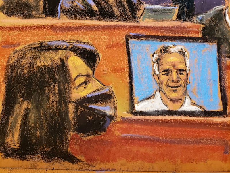 Ghislaine Maxwell, Jeffrey Epstein's former girlfriend accused of sex trafficking, sits at the defence table in a courtroom sketch in New York City. Reuters