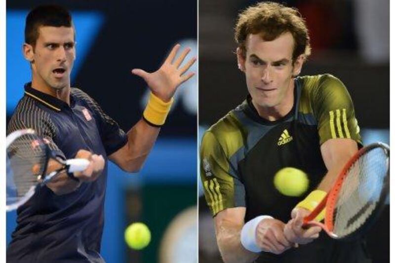 Novak Djokovic, left, and Andy Murray, have known each other since their childhood days competing on the junior circuit and will today contest the Australian Open final at Melbourne Park. AFP