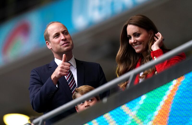 The Duke and Duchess of Cambridge with son Prince George during the UEFA Euro 2020 round of 16 match at Wembley Stadium.