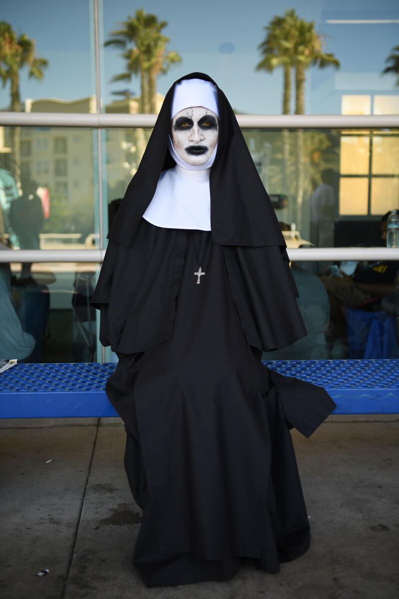 Cosplayer Devan Blake is dressed as Valak from "The Conjuring". AFP