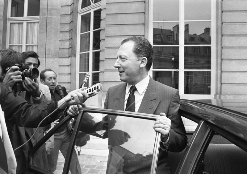 Mr Delors leaving Hotel Matignon, in Paris on July 19, 1984. AP