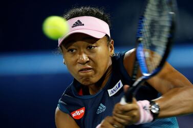 Naomi Osaka of Japan in action against Kristina Mladenovic of France at the Dubai Duty Free Tennis WTA Championships 2019. EPA