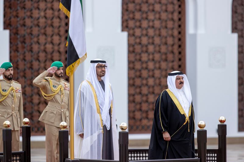 Sheikh Mohamed bin Zayed and King Hamad reviewed the robust ties between their nations. Photo: @Mohamedbinzayed via Twitter