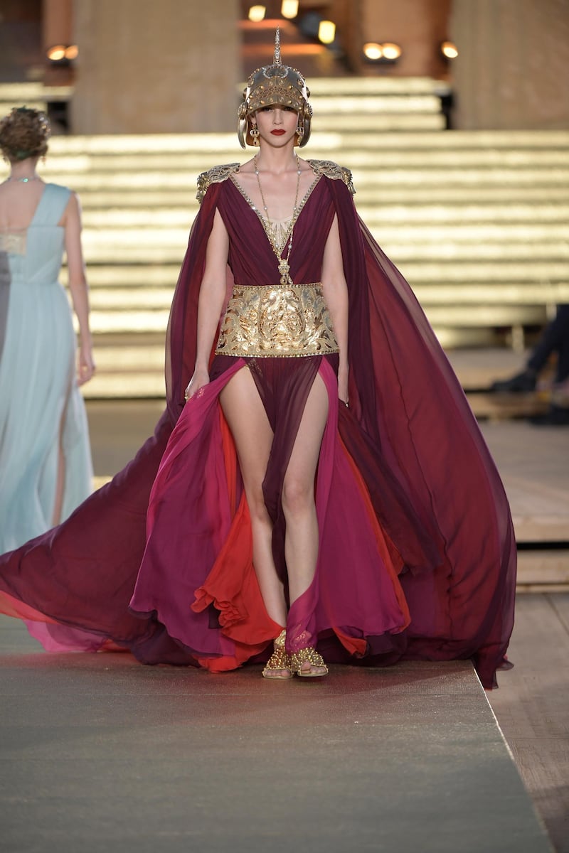 Models were presented as part goddess, part warrior. Courtesy Dolce & Gabbana