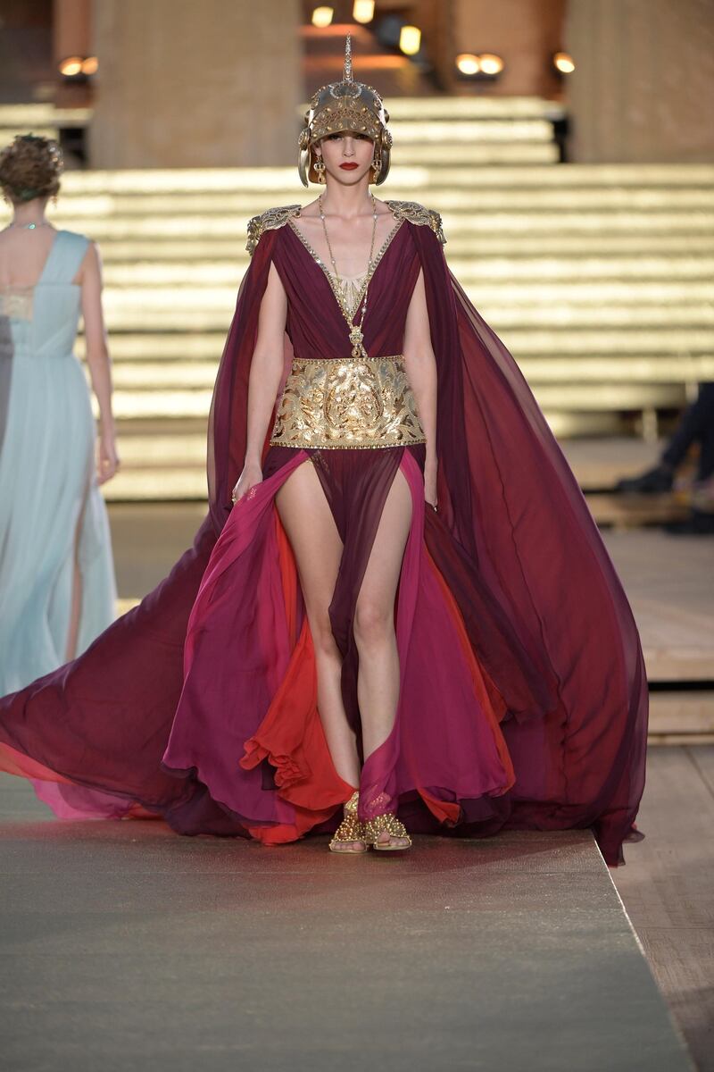 Models were presented as part goddess, part warrior. Courtesy Dolce & Gabbana