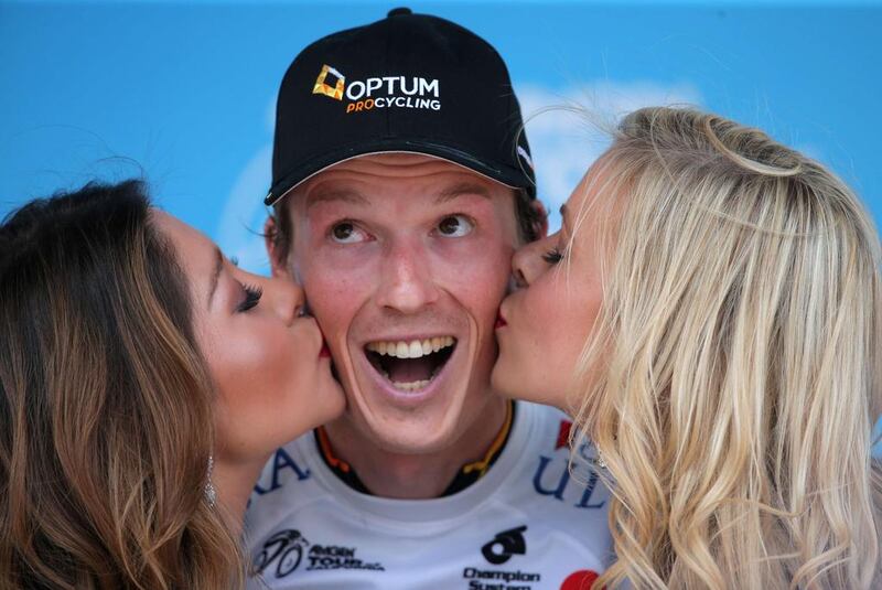 Will Routley of Canada riding for Optum p/b Kelly Benefit Strategies is awarded the king of the mountain polka dot jersey after earning it in stage one of the 2014 Amgen Tour of California in Sacramento, California. Doug Pensinger / Getty 