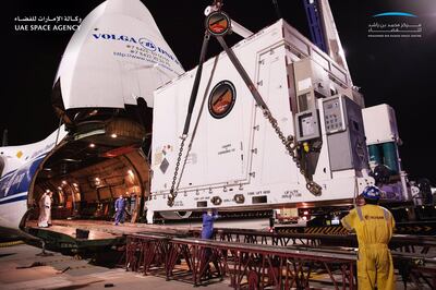 The probe was loaded into the world's largest cargo aircraft at Dubai World Central. Courtesy: MBRSC 