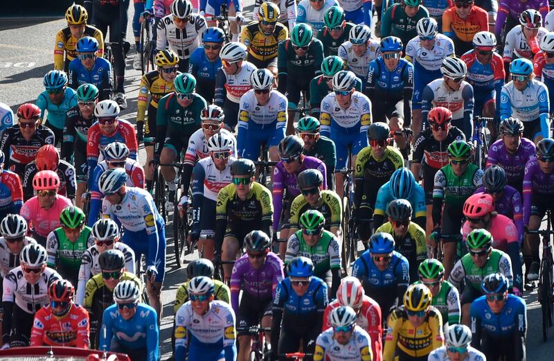 The peloton in Lugo during the Stage 14 of  Vuelta a Espana on Wednesday, November 4. AFP