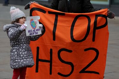 A protest in Manchester against the HS2 rail project. Reuters