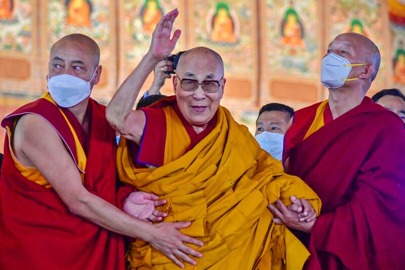 Dalai Lama, the Tibetan spiritual leader, in Bodh Gaya, north-east India, one of the most important Buddhist pilgrimage sites. AFP