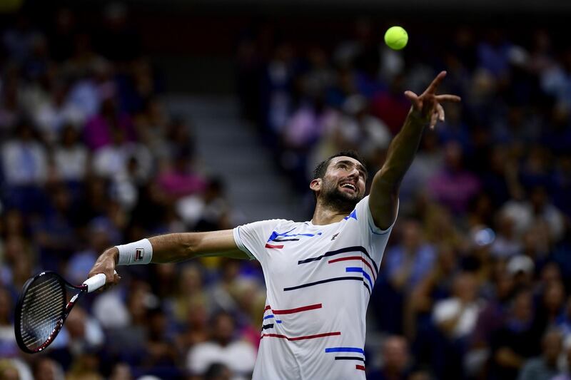 Marin Cilic of Croatia serves during his Men's Singles fourth round match against Rafael Nadal of Spain on day eight of the 2019 US Open at the USTA Billie Jean King National Tennis Center in Queens borough of New York City.  AFP