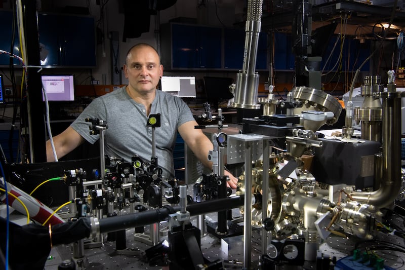 Prof Winfried Hensinger of the University of Sussex with one of the quantum computers in his lab. Photo: Winfried Hensinger