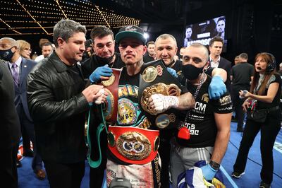 George Kambosos after his split decision win against Teofimo Lopez. AFP
