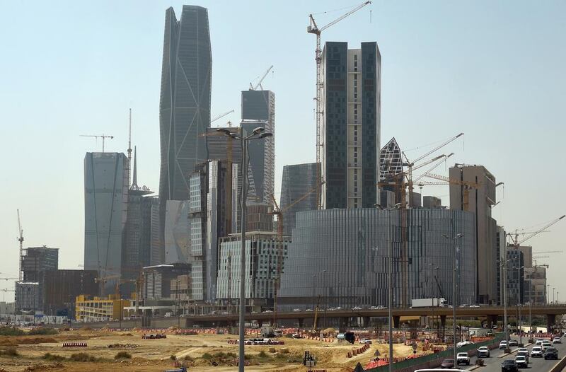 The King Abdullah Financial District in Riyadh. Saudi Arabia’s construction projects have been held up while the kingdom’s project management offices are being created. Fayez Nureldine / AFP