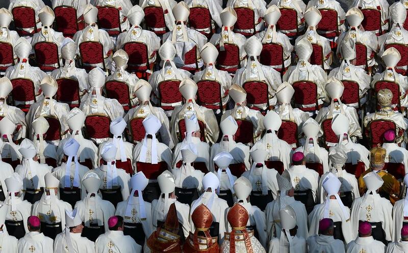 Cardinals and bishops attend a holy mass for the closing of the Jubilee of Mercy in St Peter’s square in Vatican City.  Vicenzo Pinto / AFP Photo