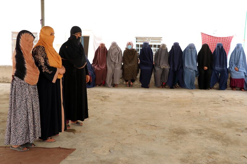 Afghan women prisoners in Kandahar on July 26. EPA