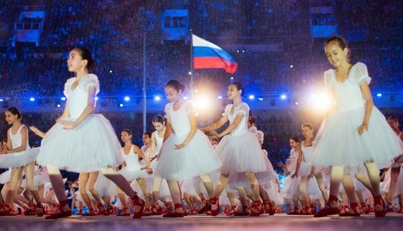 Dancers perform during the opening ceremony of the Sochi 2014 Winter Paralympic Games at Fisht Olympic Stadium in Sochi, Russia on Friday. Julian Stratenschulte / EPA / March 7, 2014