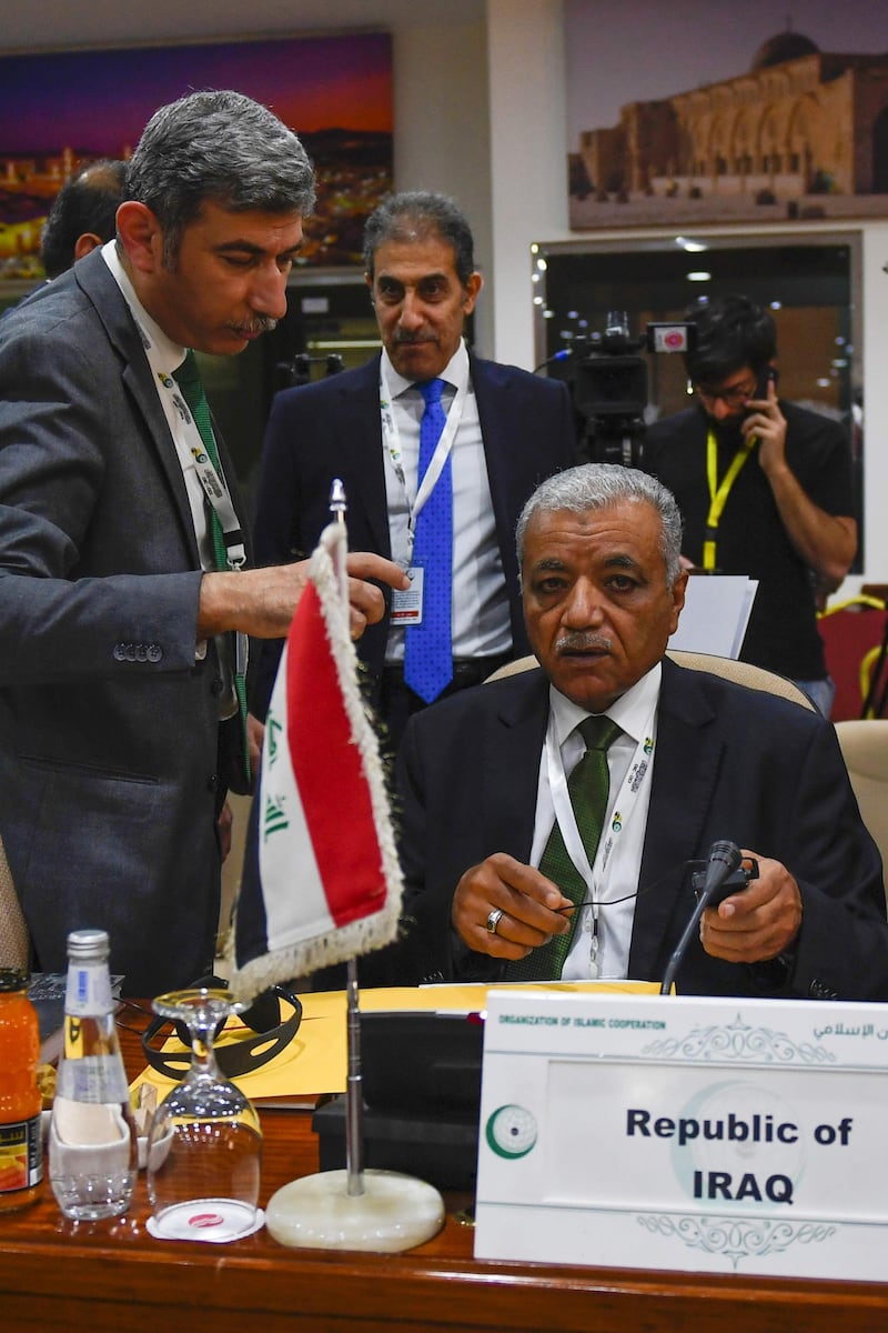 Representative of Iraq Ali Abbas Bandar Al Ameri attends an emergency ministerial meeting of the Organisation of Islamic Cooperation (OIC) in Jeddah. AFP