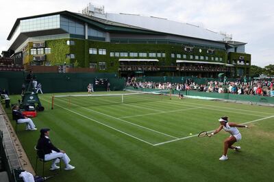 Mayar Sherif in action at Wimbledon. AFP