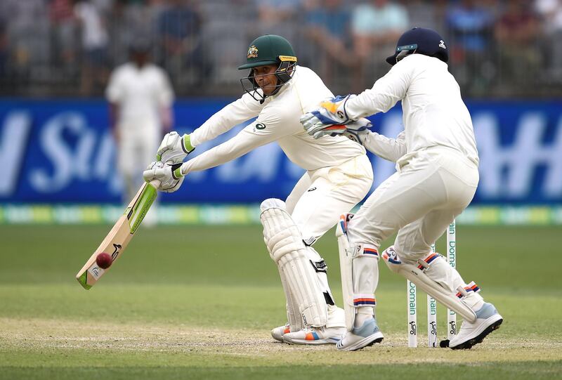 PERTH, AUSTRALIA - DECEMBER 16: Usman Khawaja of Australia bats during day three of the second match in the Test series between Australia and India at Perth Stadium on December 16, 2018 in Perth, Australia. (Photo by Ryan Pierse/Getty Images)