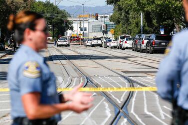 Emergency personnel gather at the scene of a shooting at the San Jose Railyard. AFP