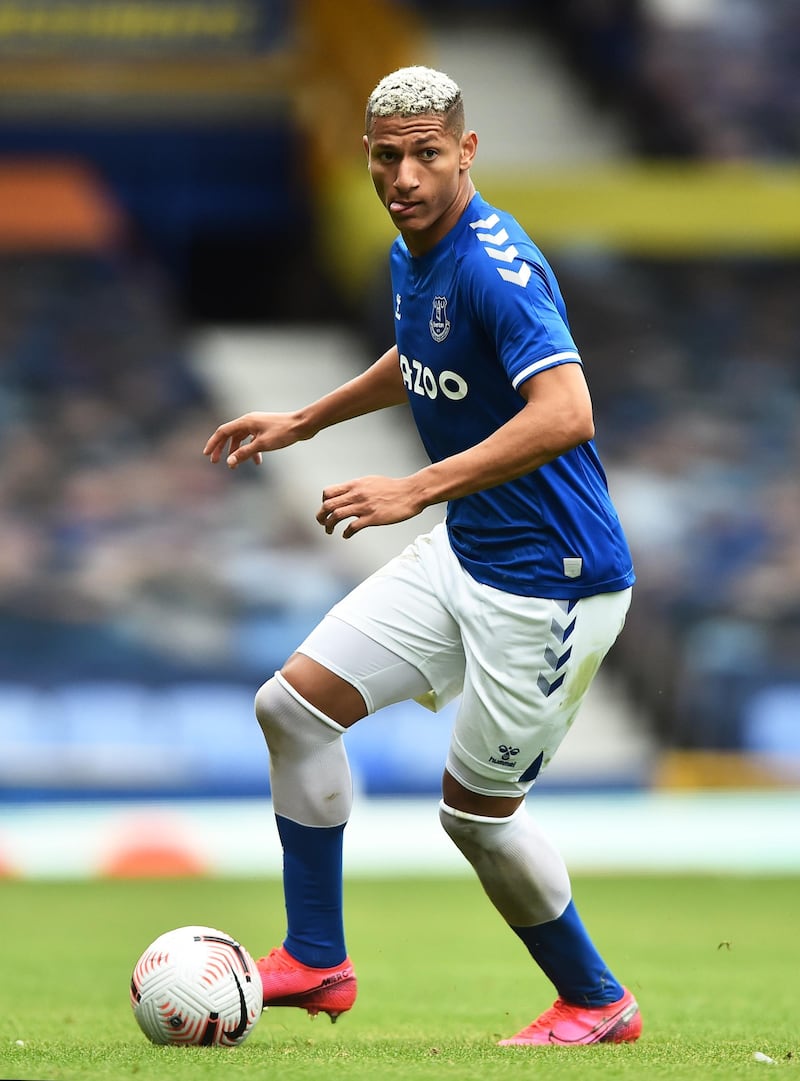 LIVERPOOL, ENGLAND - SEPTEMBER 05: Richarlison of Everton in action during the pre-season friendly match between Everton and Preston North End at Goodison Park on September 05, 2020 in Liverpool, England. (Photo by Nathan Stirk/Getty Images)