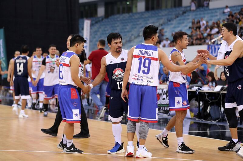 Dubai, United Arab Emirates - September 28, 2019: Dubai Invasion 2019, MPBL event, headlined by Manny Pacquiao in an All Star game. Saturday the 28th of September 2019. Hamden Sports Complex, Dubai. Chris Whiteoak / The National