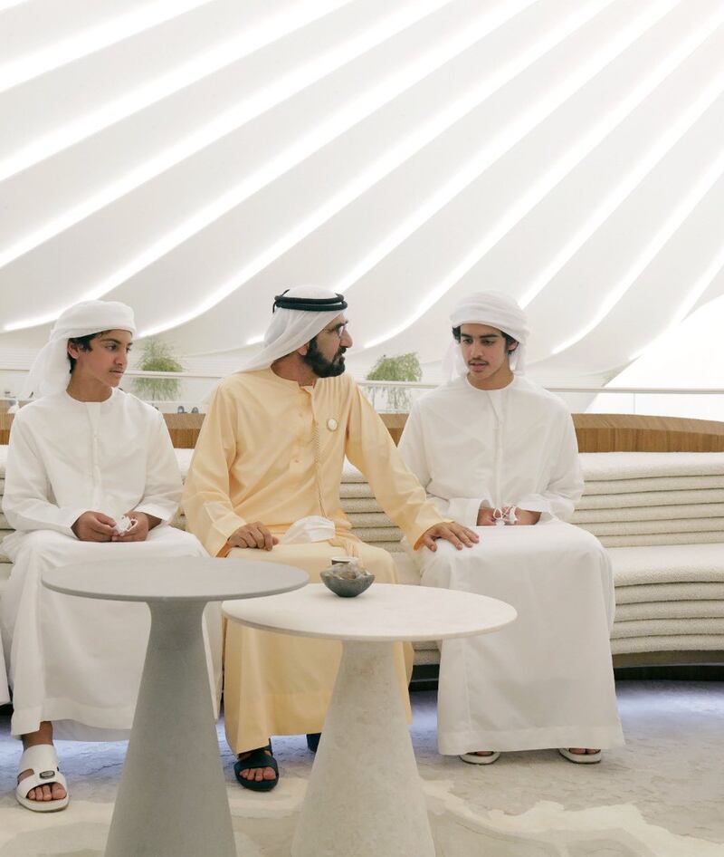 Sheikh Mohammed visited the UAE pavilion at Expo 2020 today.