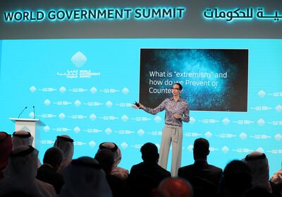 Dubai, United Arab Emirates - February 12, 2019: Erin Saltman, Policy Manager for Europe, the Middle East and Africa on Counterterrorism speaks during day 3 at the World Government Summit. Tuesday the 12th of February 2019 at Madinat, Dubai. Chris Whiteoak / The National