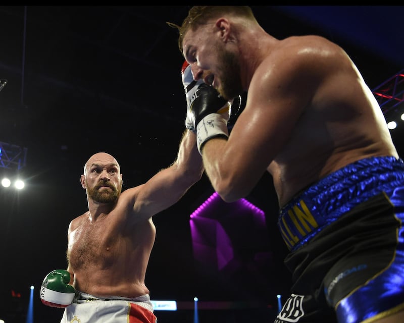 Tyson Fury overcame horrendous cuts to his right eye to take a unanimous decision over Otto Wallin in a bruising heavyweight encounter in Las Vegas. AFP