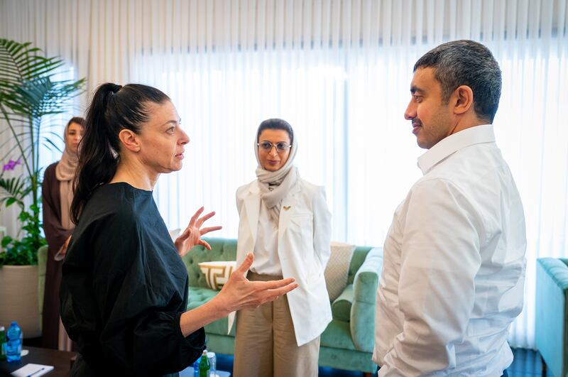 Sheikh Abdullah bin Zayed, Minister of Foreign Affairs and International Co-operation, and Noura Al Kaabi, Minister of Culture and Youth, with Israeli Minister of Transport Merav Michaeli in Tel Aviv. All photos: Wam