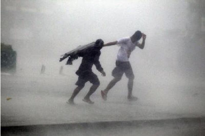 Megi, which means catfish in Korean, is the 10th typhoon to hit the Philippines this year. Pictured, high winds in Isabela province.