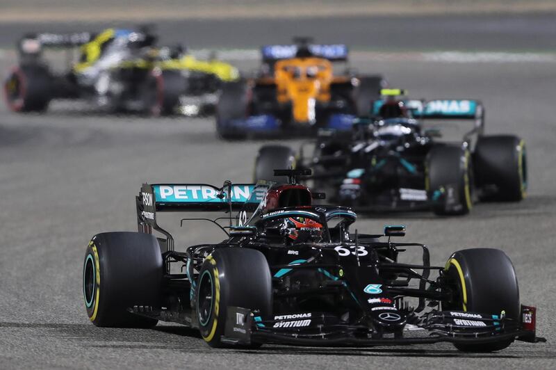 Mercedes driver George Russell during the race. EPA