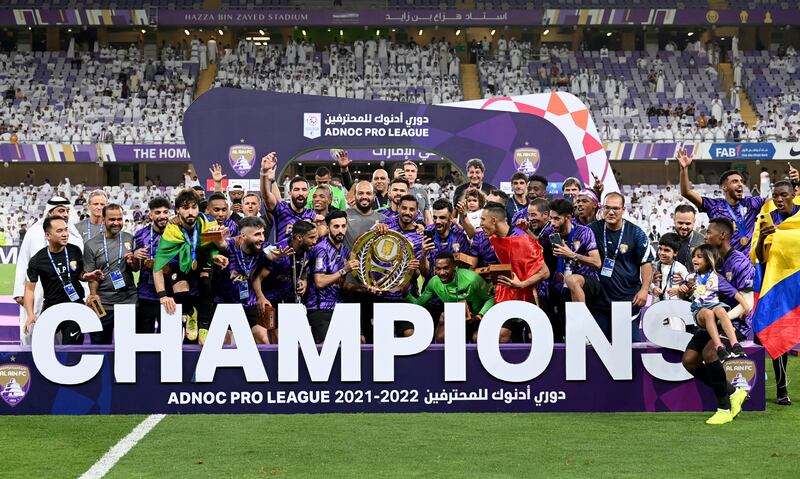 Al Ain were crowned Adnoc Pro League champions at the Hazza bin Zayed Stadium on Thursday, May 26, 2022. Photo: PLC