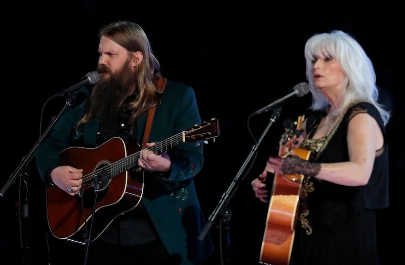 Chris Stapleton and Emmylou Harris perform 'Wildflowers' by Tom Petty during an in memoriam segment. Lucas Jackson / Reuters