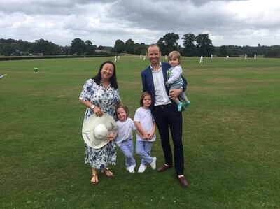 From left: Gemma, Fox, Indiana, Christopher (the dad of boys) and Caspian