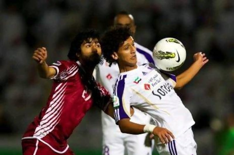 Omar Abdulrahman’s season for Al Ain, left, has been interupted by injury, while his appearances for the UAE Olympic squad were crucial in the national side qualifying for London.