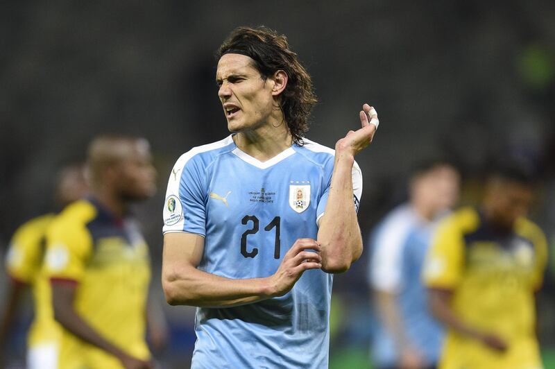 Edinson Cavani of Uruguay reacts during the Copa America Brazil 2019 Group C match between Uruguay and Ecuador at Mineirao Stadium on June 16, 2019 in Belo Horizonte, Brazil. Getty Images