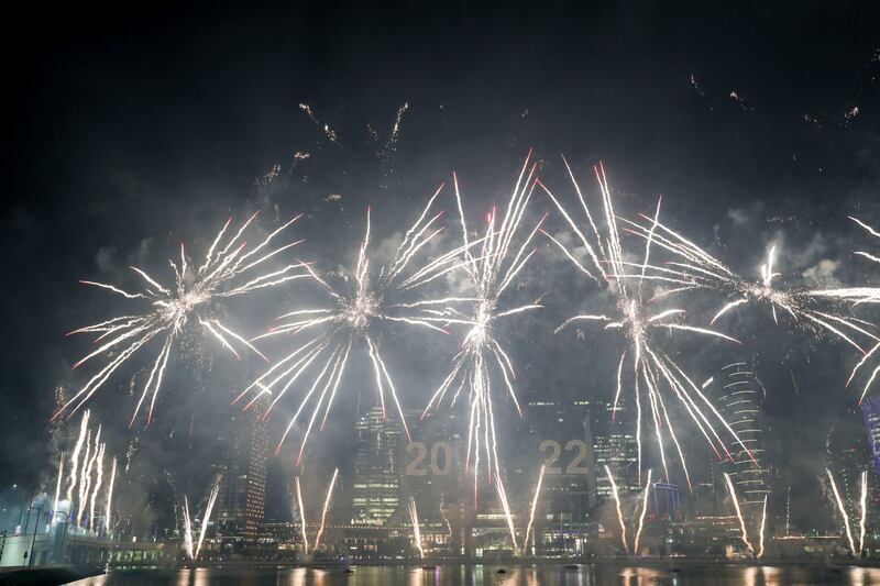 Fireworks display on Al Maryah Island, Abu Dhabi. Khushnum Bhandari / The National