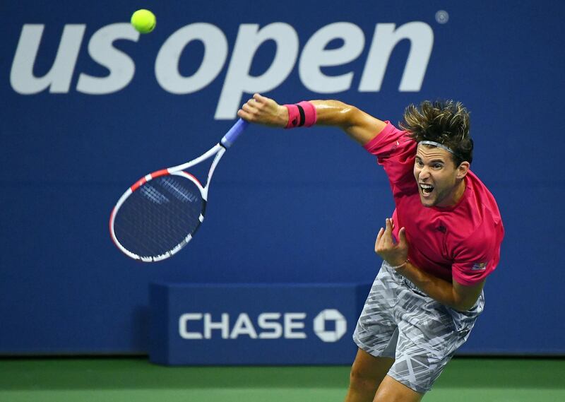 Dominic Thiem serves the ball to Marin Cilic during the third round of the US Open. Reuters